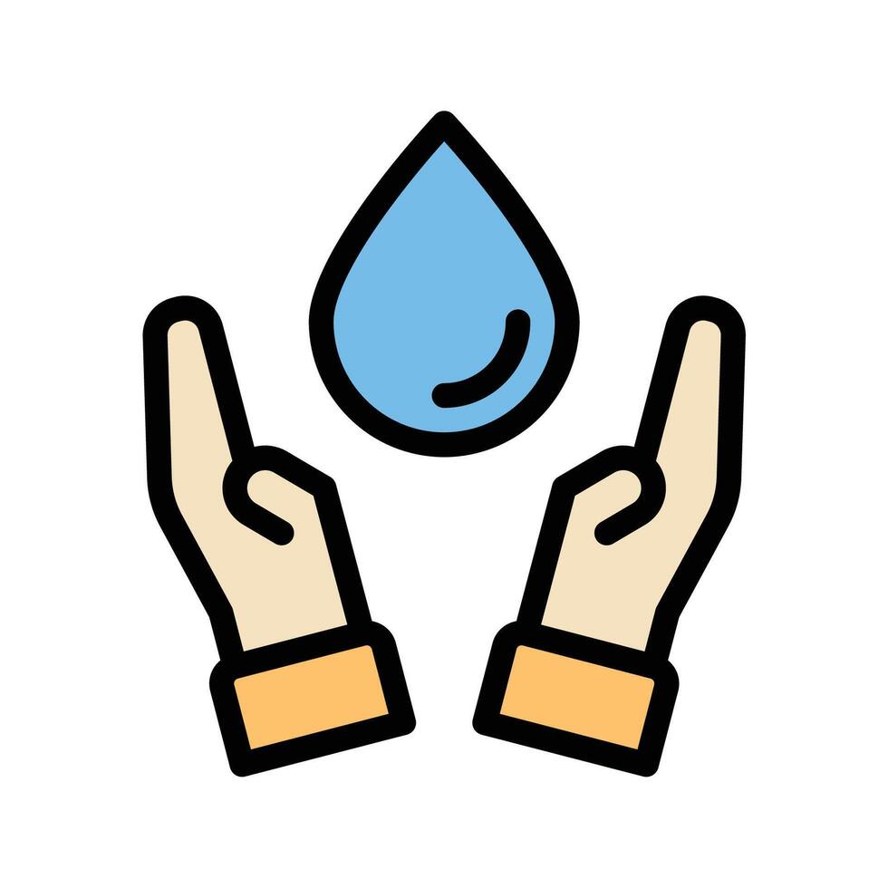 Save Water Icon Conservation Design in Flat Line Color Style vector