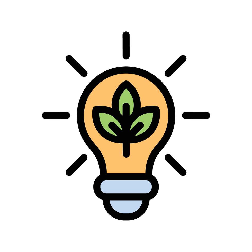 Green Energy Icon Eco Friendly Design in Flat Line Color Style vector