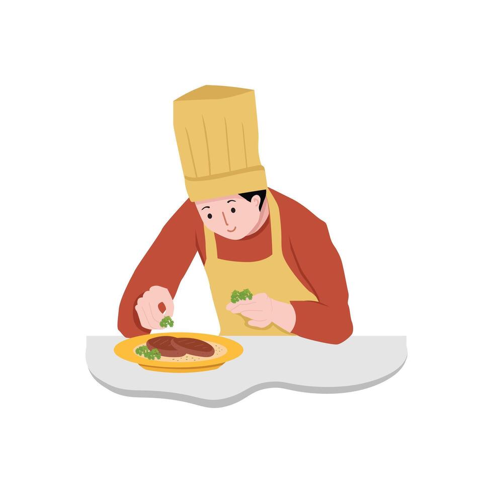 Chef Platting food vector