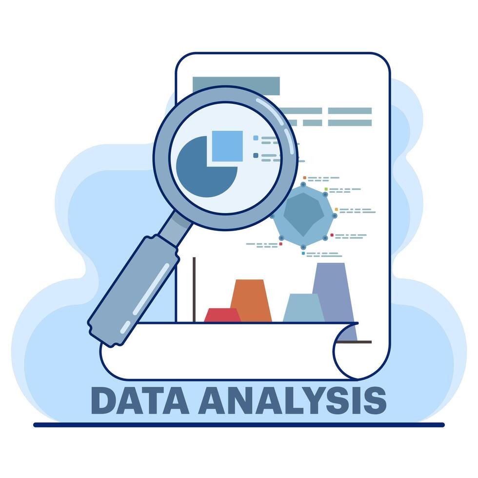 concept of data analysis and financial research with data analysis of financial data, analysis of data analysis and monitoring on web report dashboard monitor and business financial investment. vector