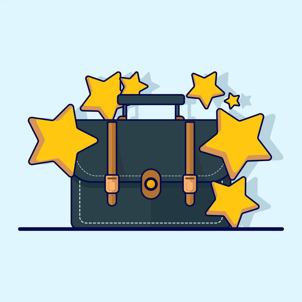 Suitcase Bag Star Icon Concept. Isolated Premium Business Object Icon Concept. Suitcase with Star Symbol Illustration. Educational Design Concept. Flat Cartoon Style vector