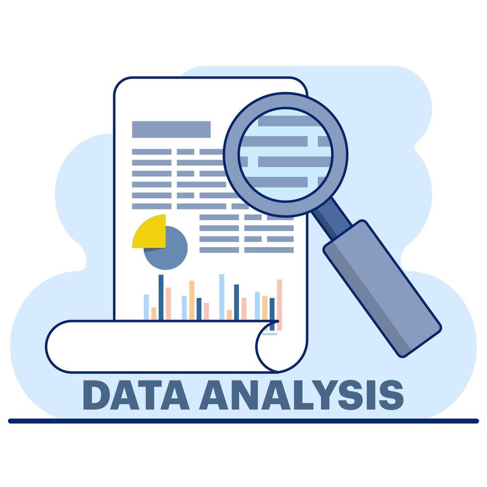 concept of data analysis and financial research with data analysis of financial data, analysis of data analysis and monitoring on web report dashboard monitor and business financial investment. vector