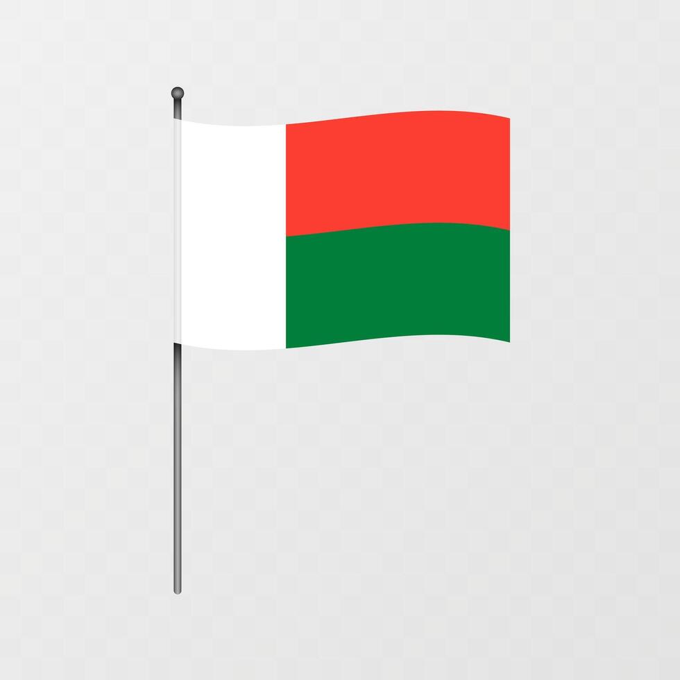 Madagascar flag on flagpole. illustration. vector