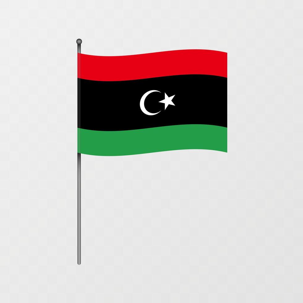 Libya flag on flagpole. illustration. vector