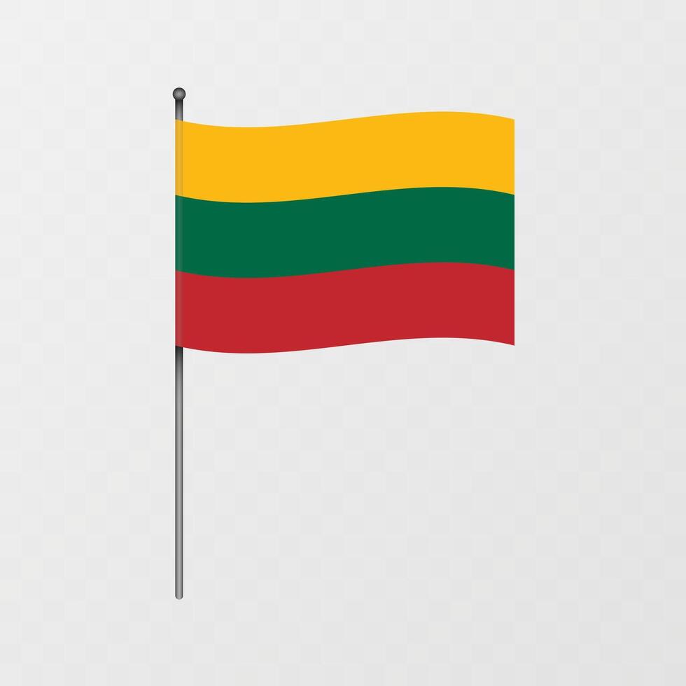 Lithuania flag on flagpole. illustration. vector