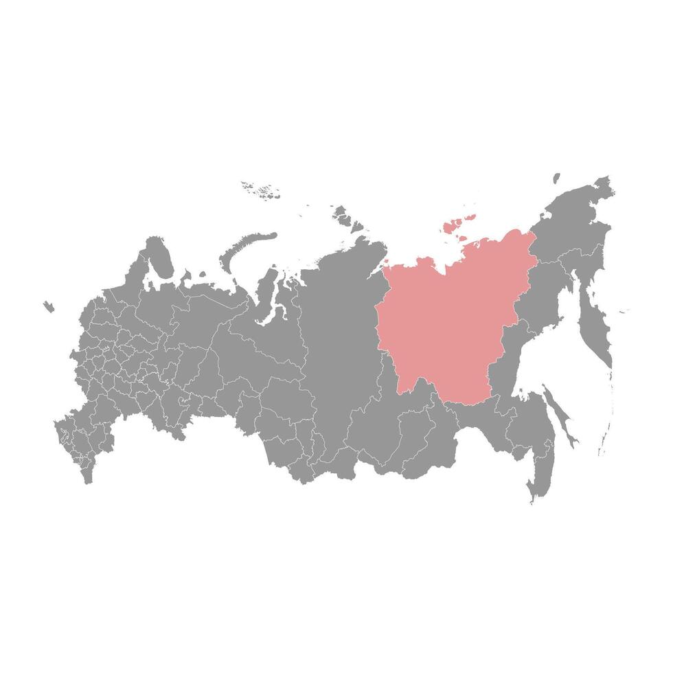 Sakha map, administrative division of Russia. illustration. vector