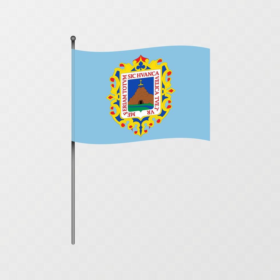 Department of Cuzco flag on flagpole. illustration. vector