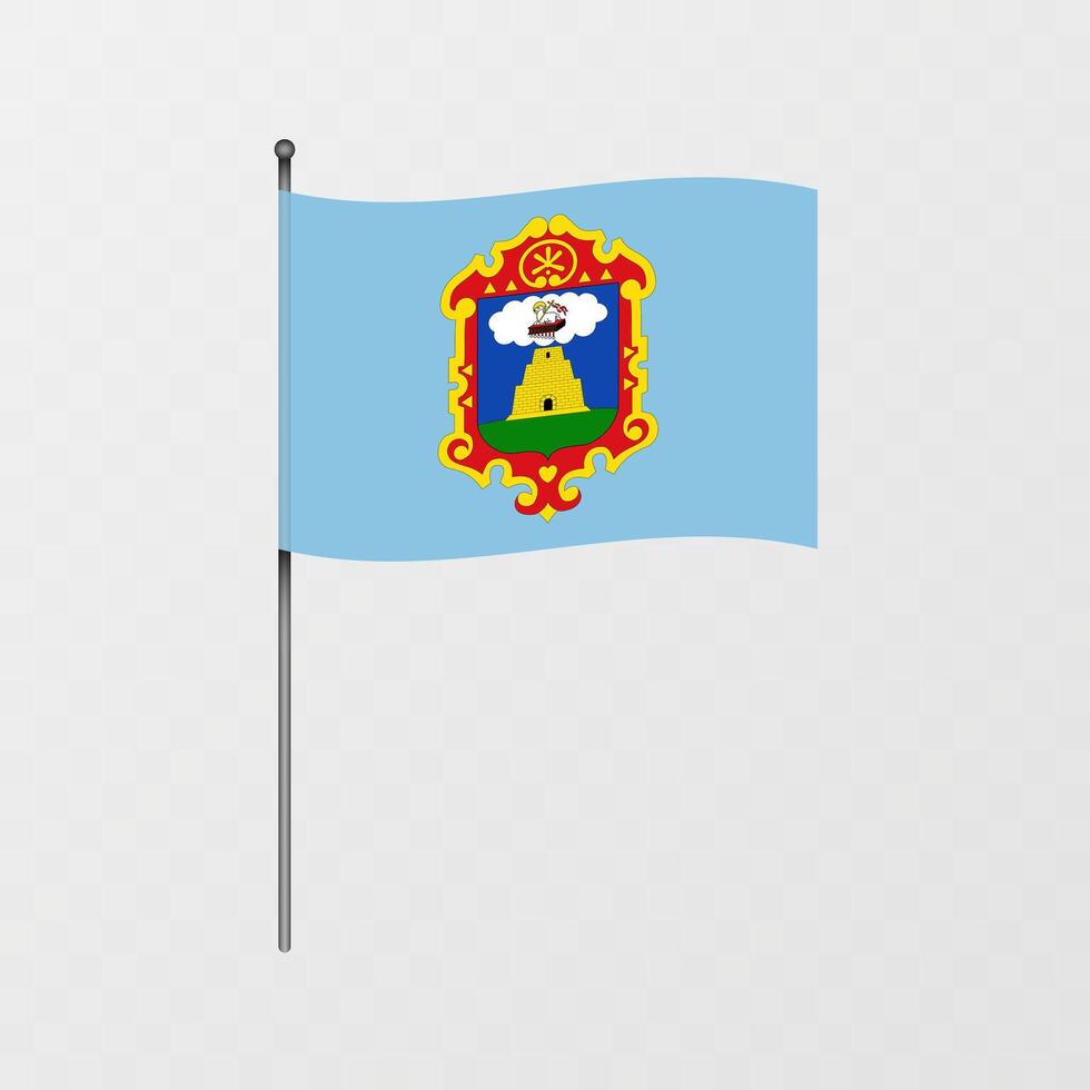 Department of Ayacucho flag on flagpole. illustration. vector
