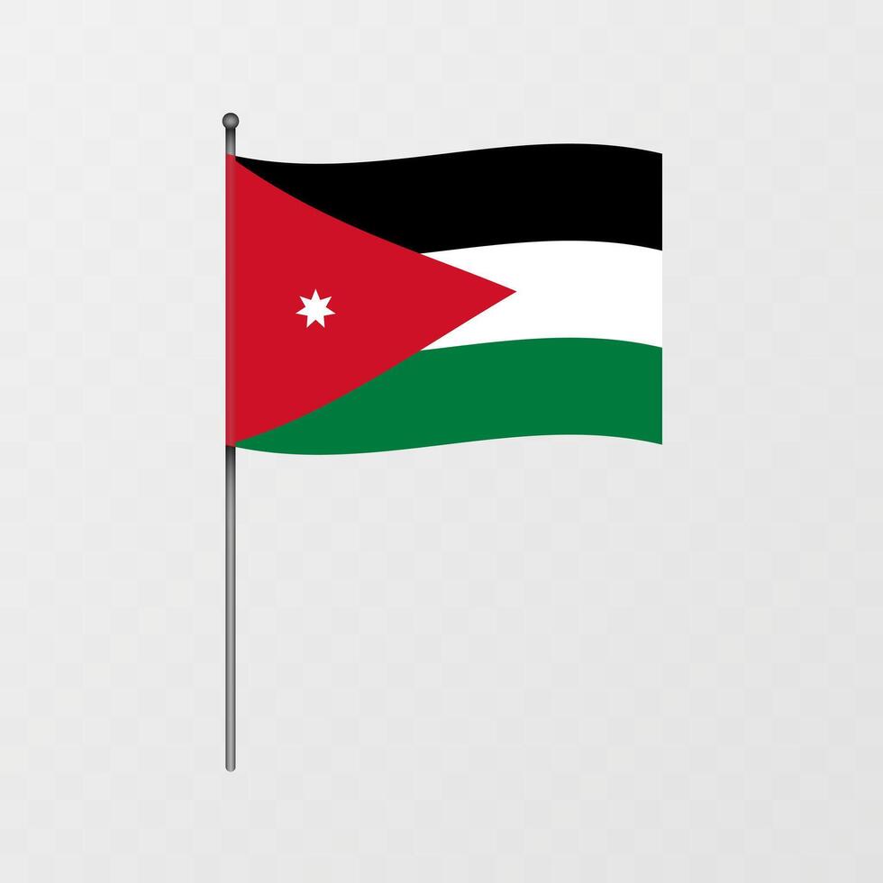 Jordan flag on flagpole. illustration. vector