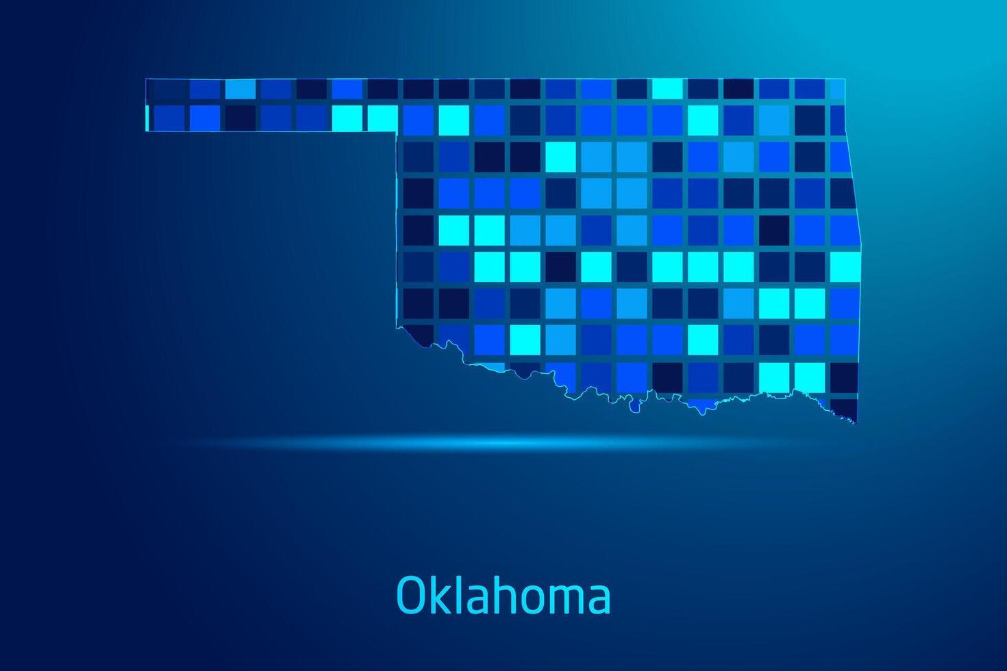 concepts of Oklahoma Network Digital Technology Graphic illustration. Blue Color. Internet Futuristic Concept Map. vector
