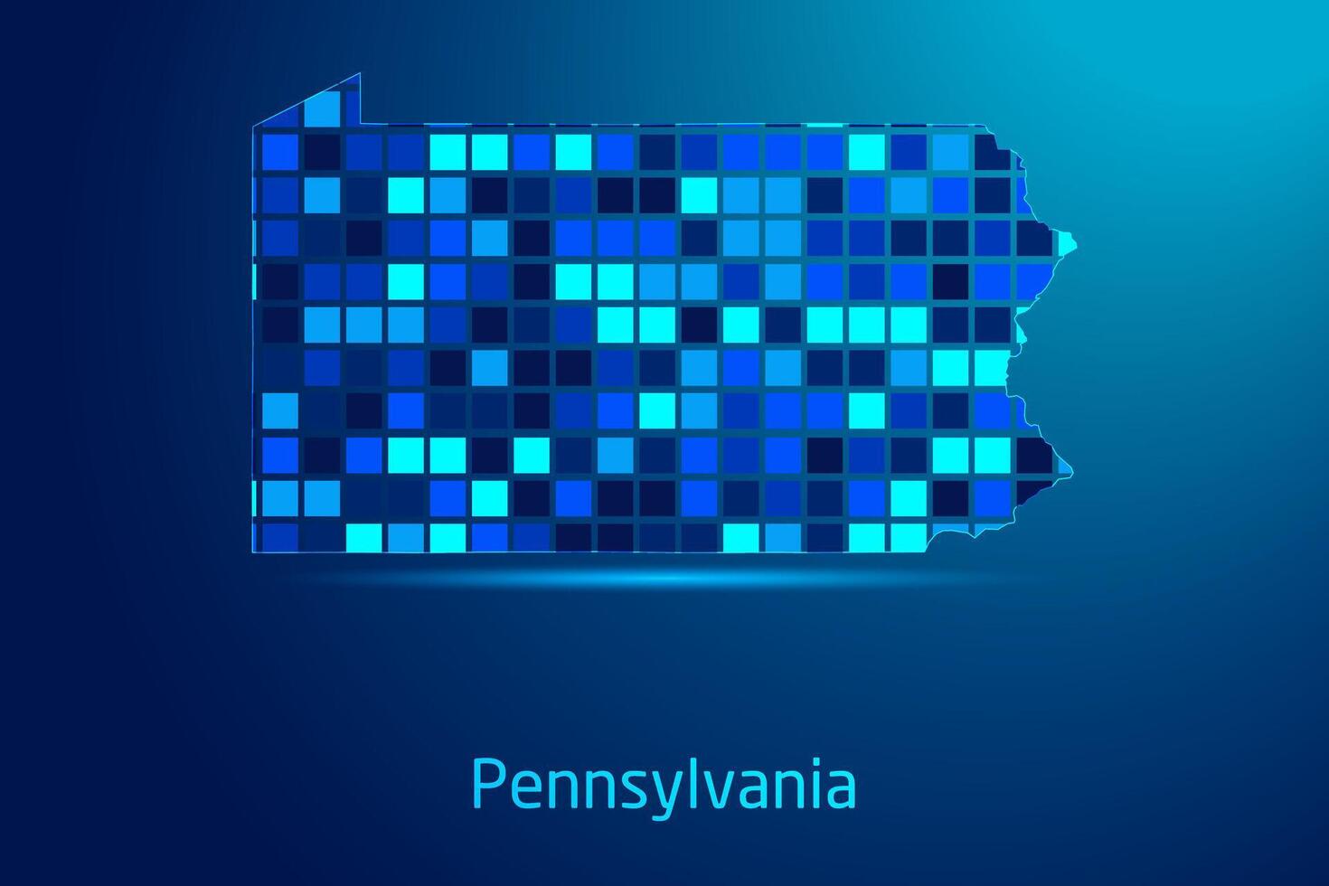 concepts of Pennsylvania Network Digital Technology Graphic illustration. Blue Color. Internet Futuristic Concept Map. vector