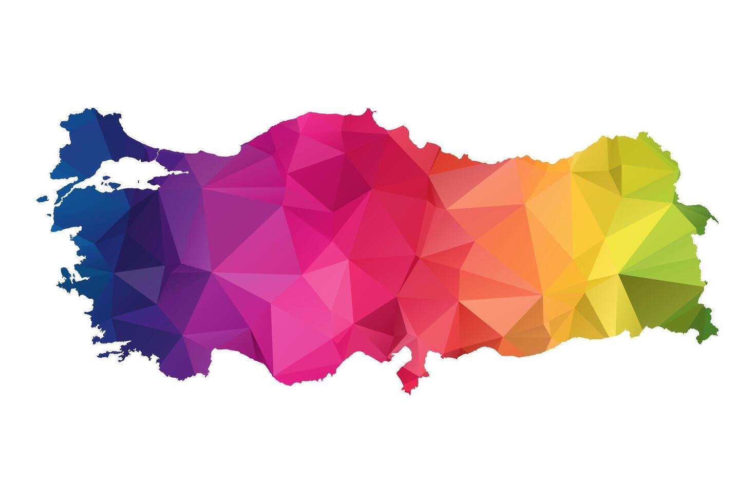 Abstract Polygon Map - Low Poly Color Rainbow Turkey map of isolated. vector