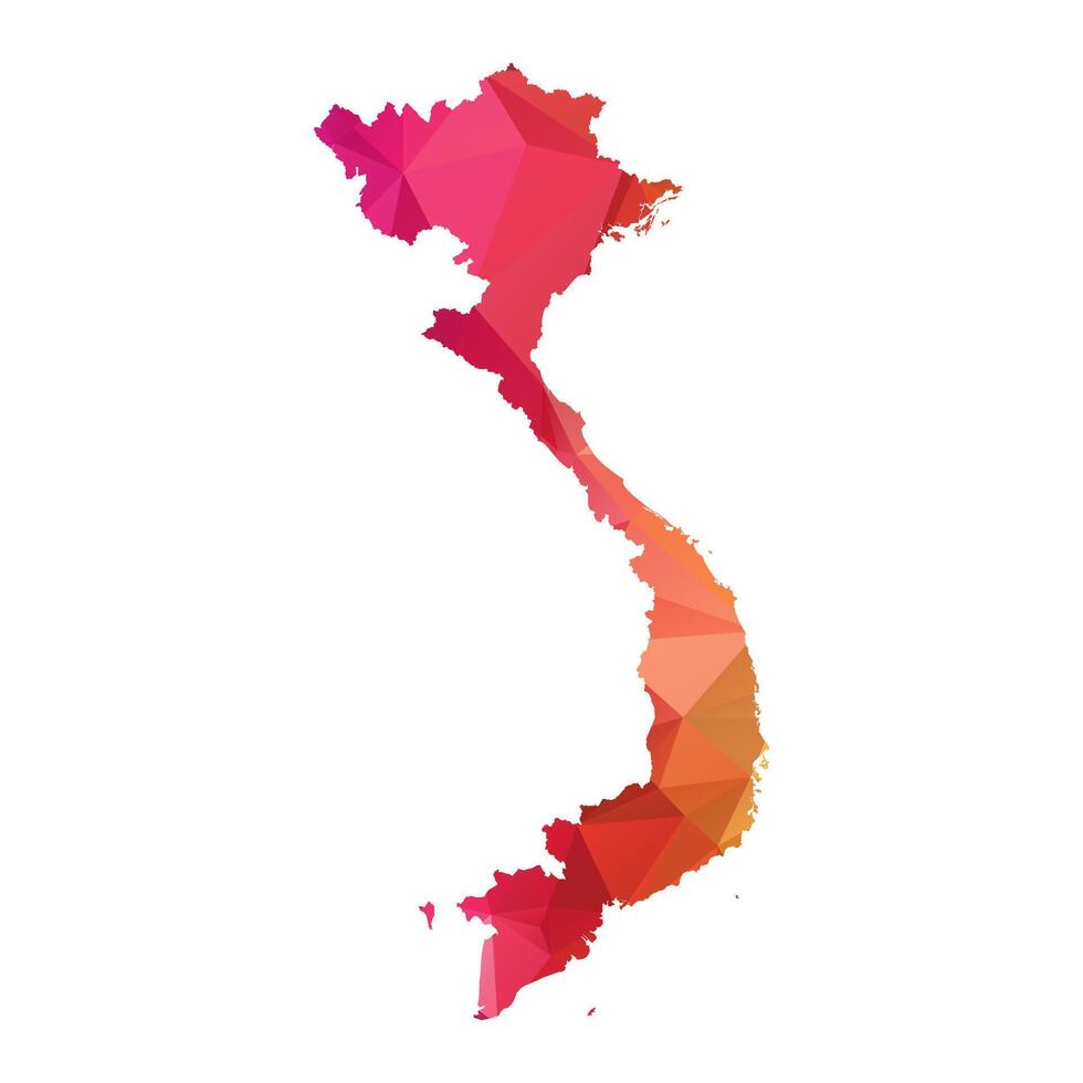 Abstract Polygon Map - Low Poly Color Rainbow Vietnam map of isolated. vector