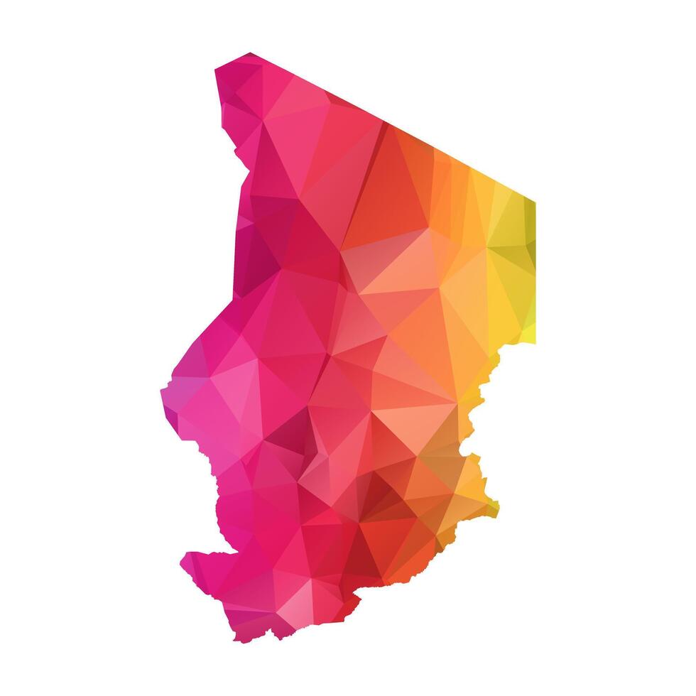 Abstract Polygon Map - Low Poly Color Rainbow Chad map of isolated. vector
