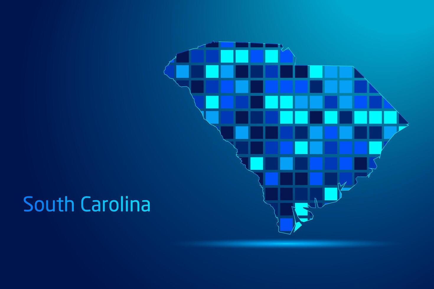 concepts of South Carolina Network Digital Technology Graphic illustration. Blue Color. Internet Futuristic Concept Map. vector