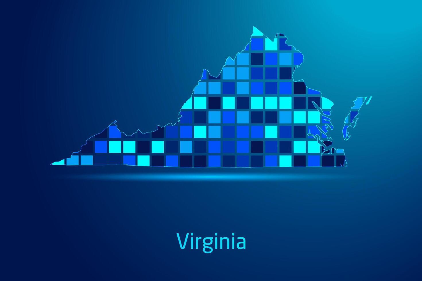 concepts of Virginia Network Digital Technology Graphic illustration. Blue Color. Internet Futuristic Concept Map. vector