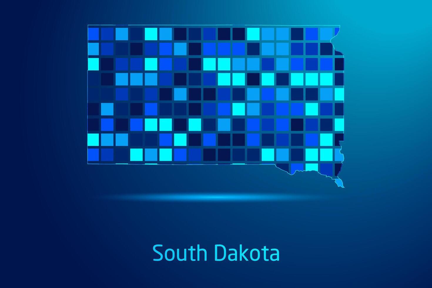 concepts of South Dakota Network Digital Technology Graphic illustration. Blue Color. Internet Futuristic Concept Map. vector