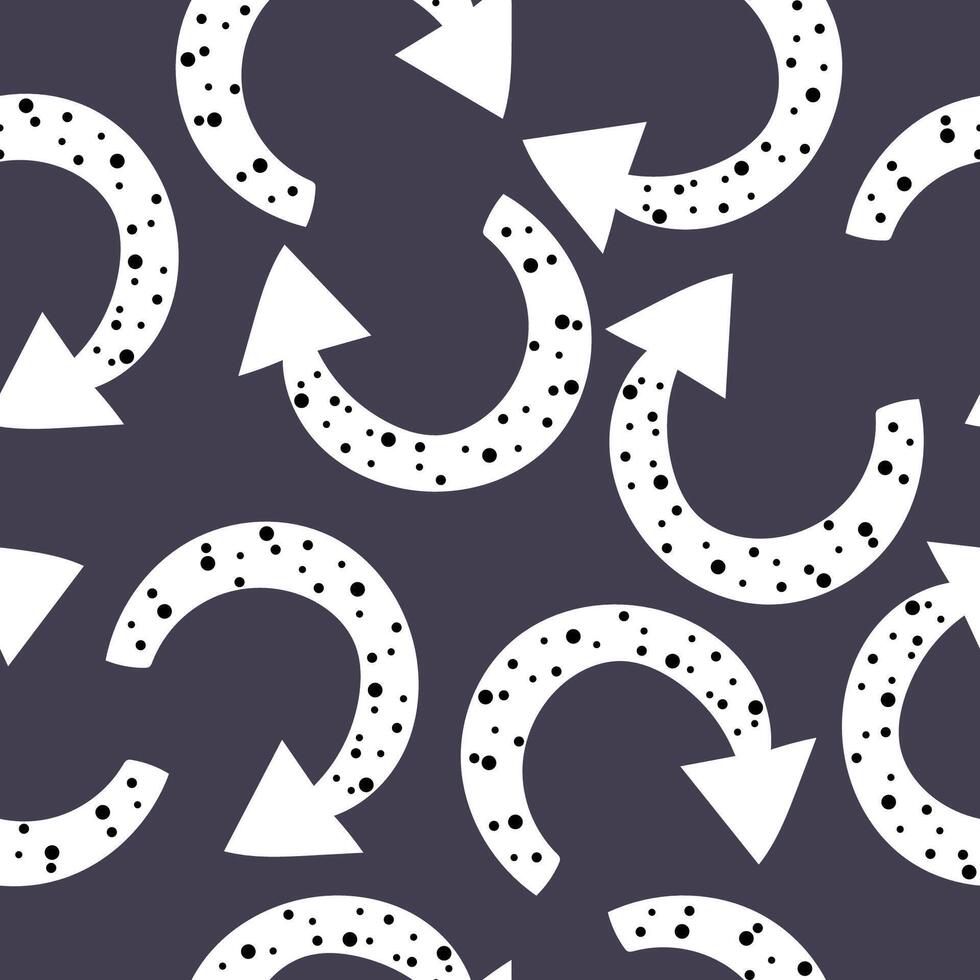 Seamless handdrawn abstract pattern with arrows on dark background. vector