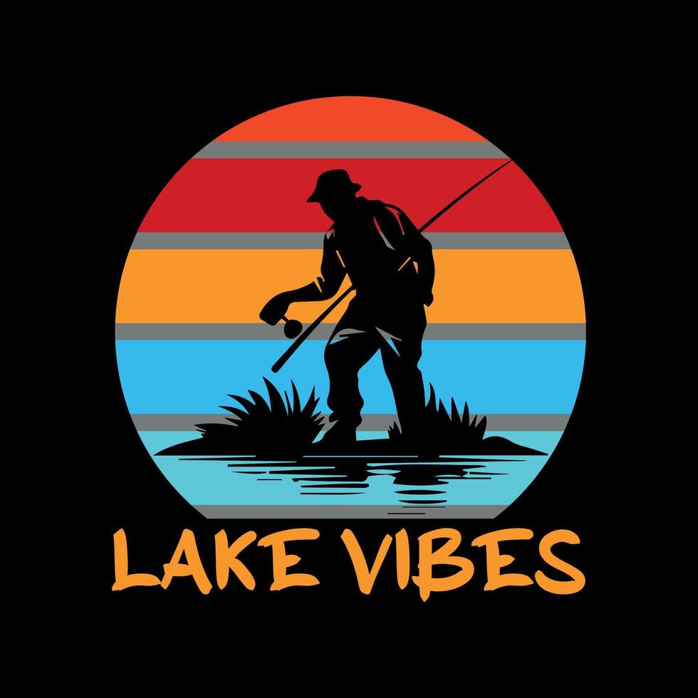 lake vibes creative design vector