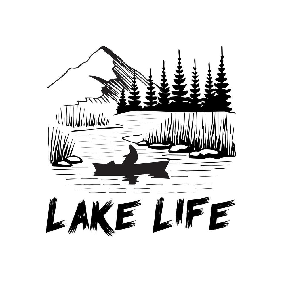 lake life enjoy happy design vector