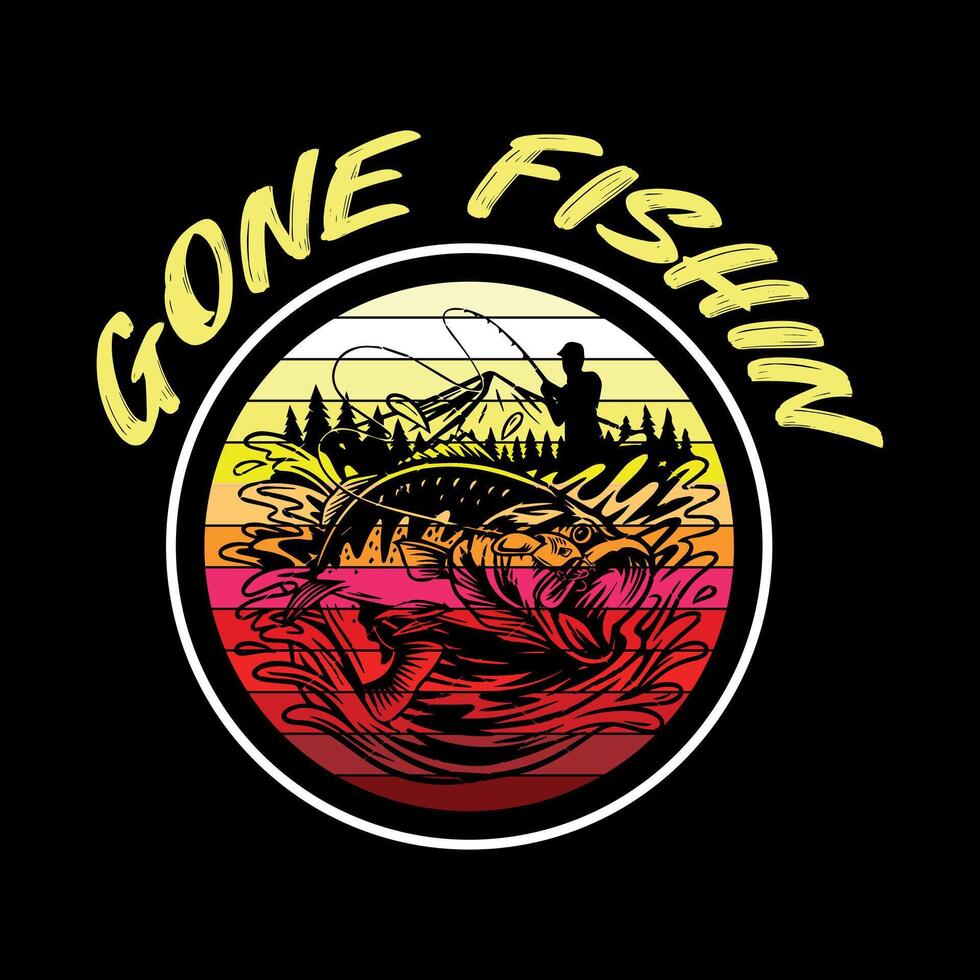gone fishin creative design vector