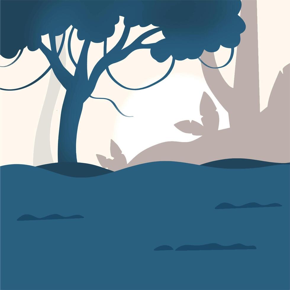 blue tree in the water vector