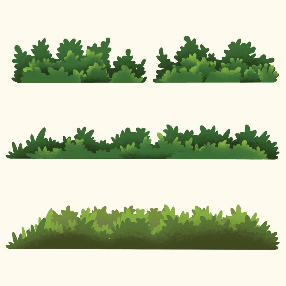 green bush element collections with flat design vector