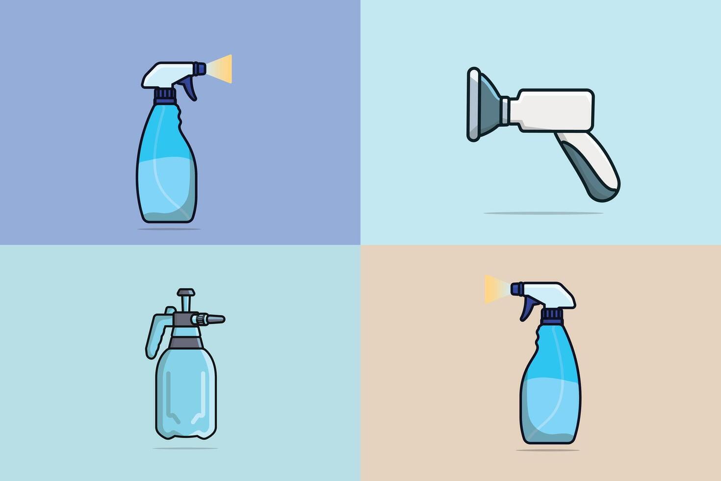 Set of Natural Disinfect and Cleaning Spray Bottles illustration. Healthcare and cleaning service objects concept. Liquid bottles collection design. vector