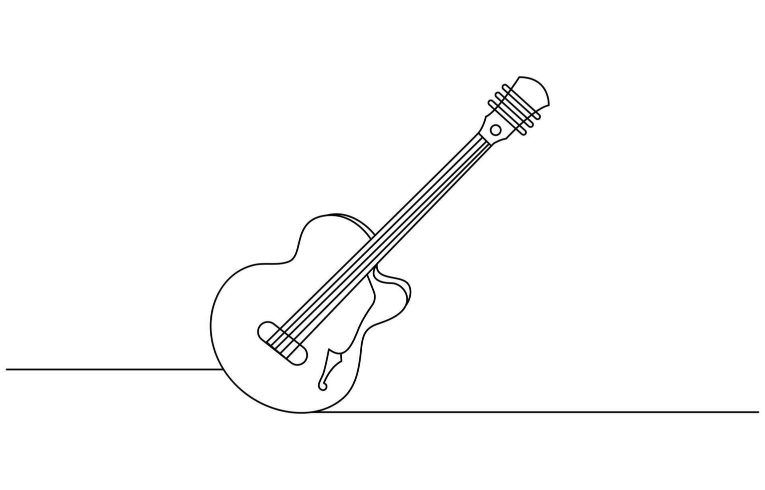 Continuous line drawing of musical, equipment, song, guitar vector