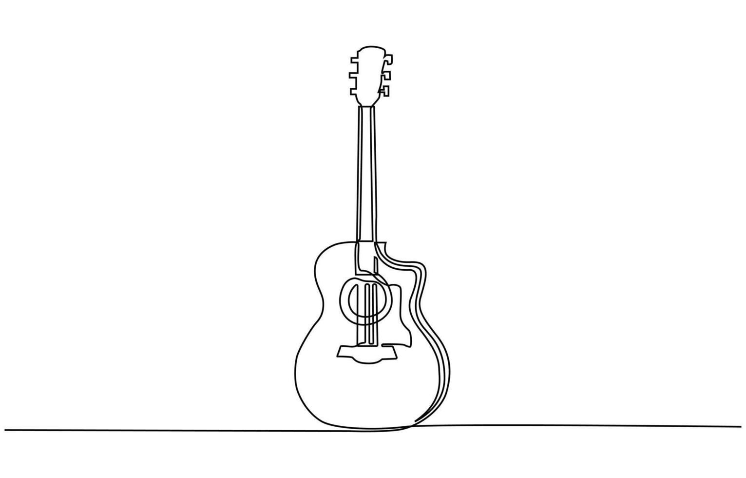 Continuous line drawing of musical, equipment, song, guitar vector