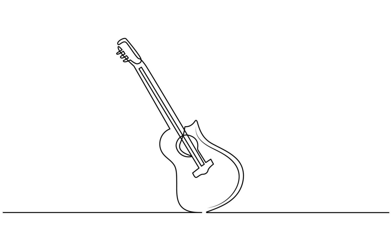 Continuous line drawing of musical, equipment, song, guitar vector