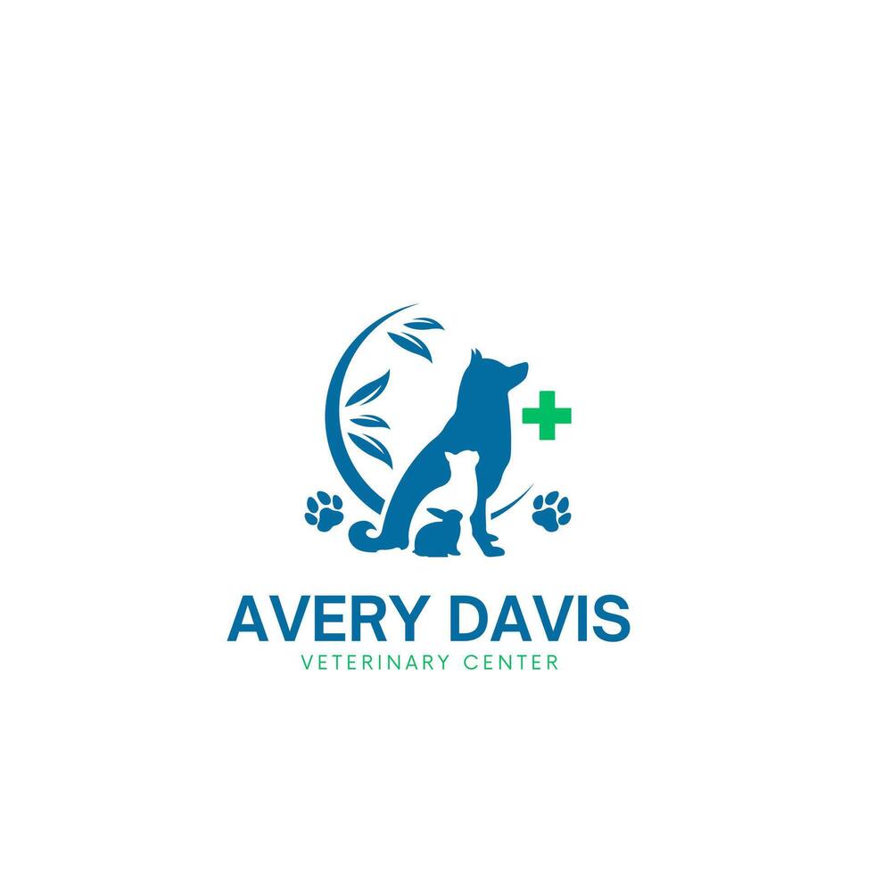 a logo for a veterinary center with a dog and cat logo vector