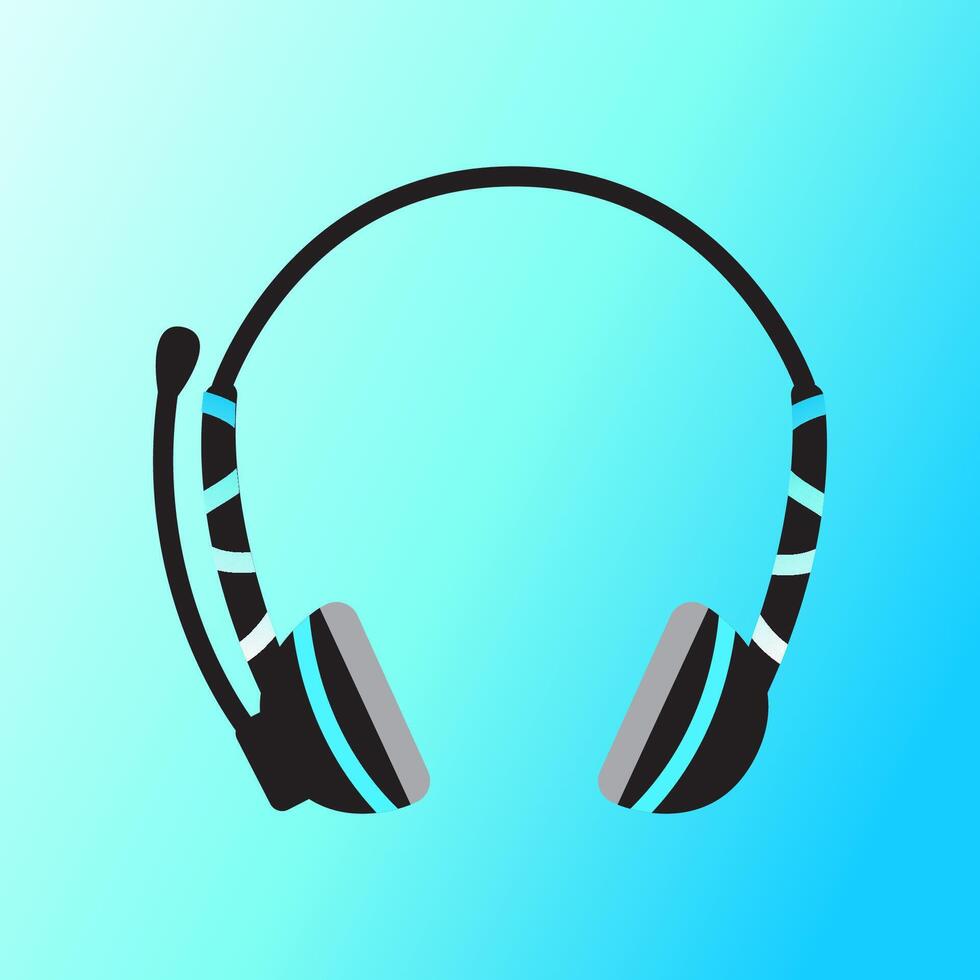 Black earphones with various blue gradations vector