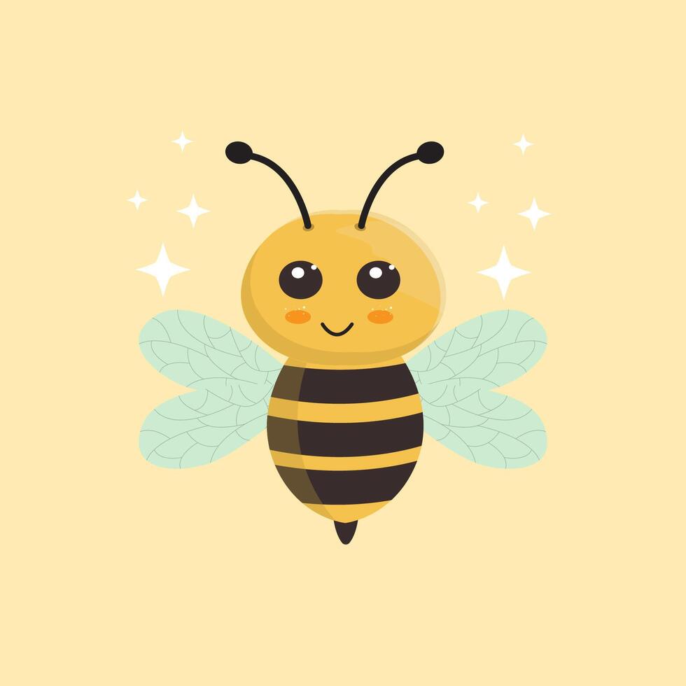 cute bee with stars vector
