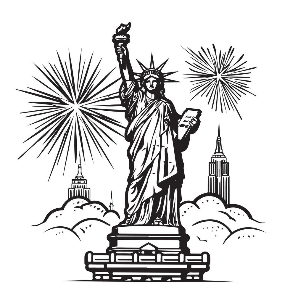 Portrait. Statue of Liberty USA. Image vector