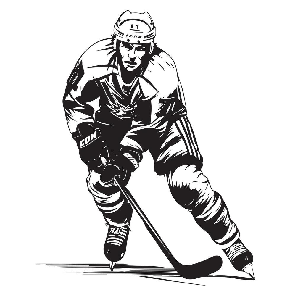 Hockey player sketch hand drawn vector