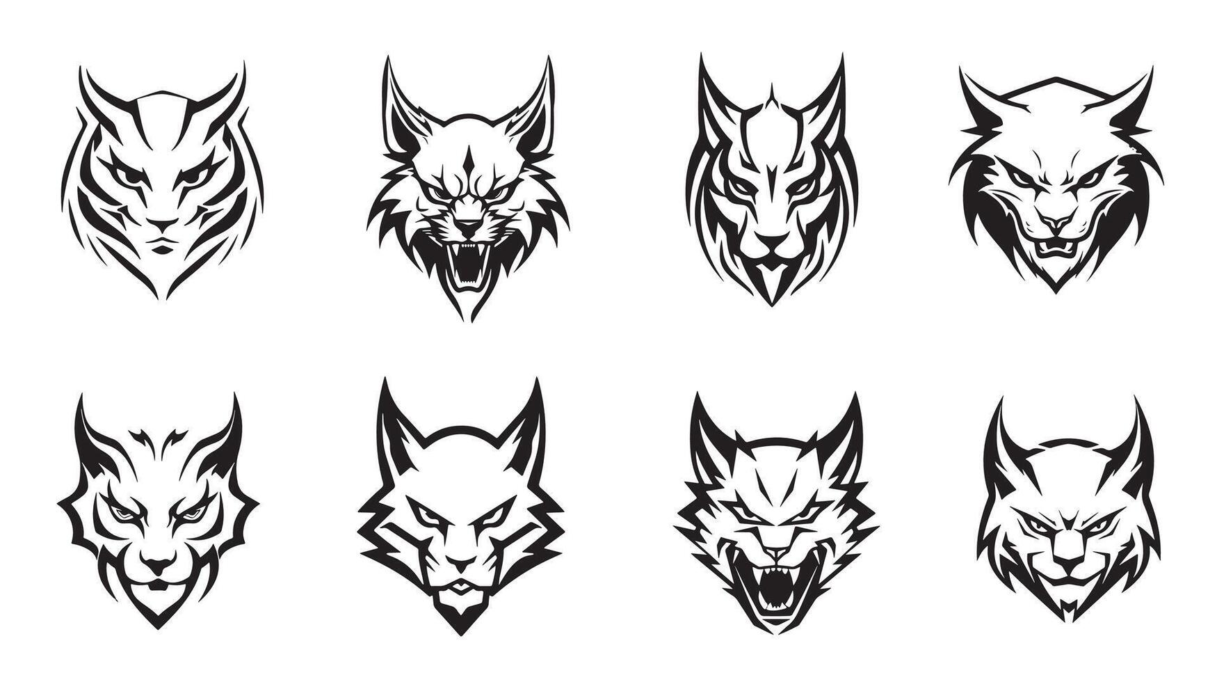 Hand drawn lynx head. Retro realistic animal isolated. vector