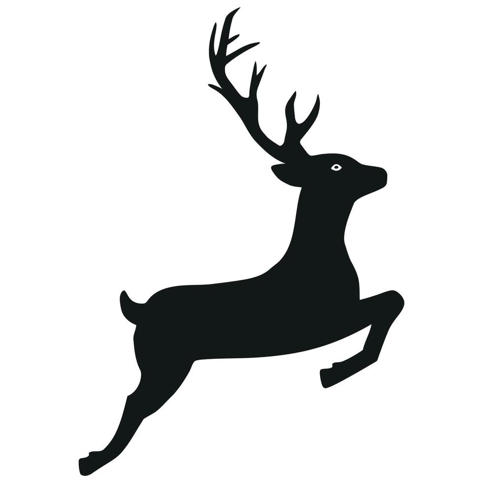 a black silhouette of a deer jumping vector