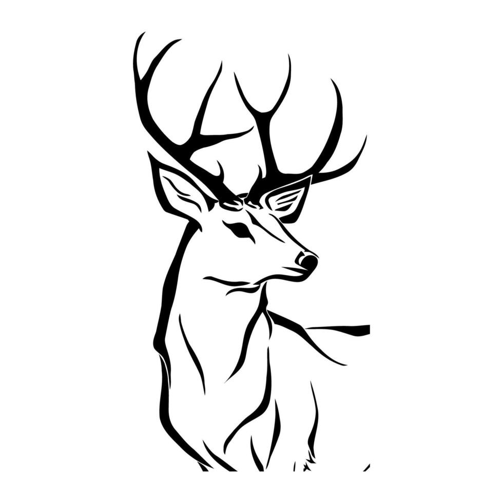 a black and white drawing of a deer vector