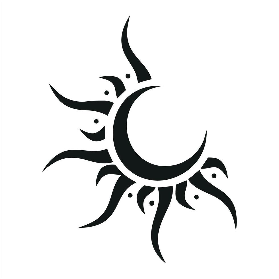 a black and white sun and moon tattoo design vector