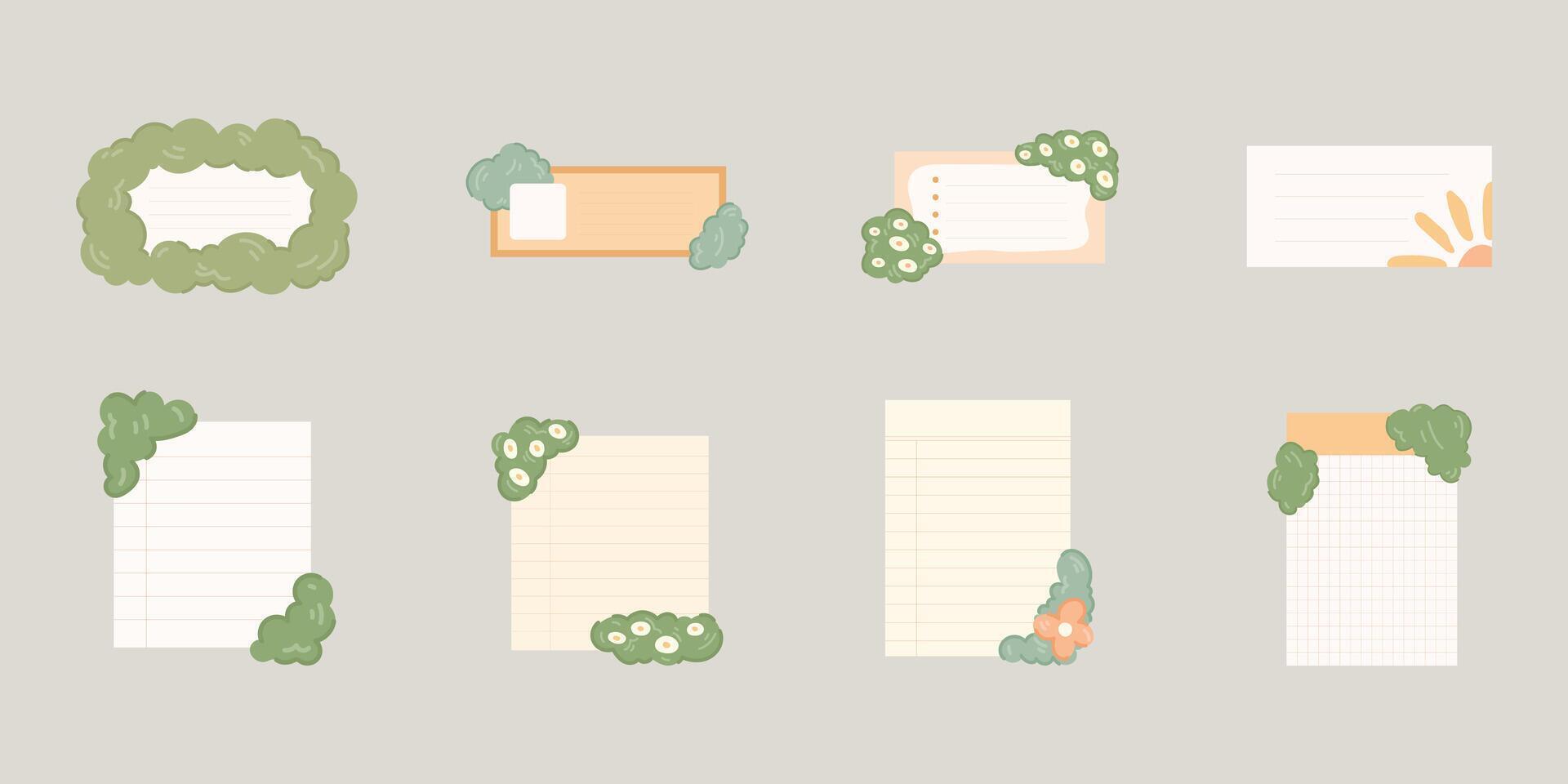 Cartoon sticky note illustration. Paper note set. vector