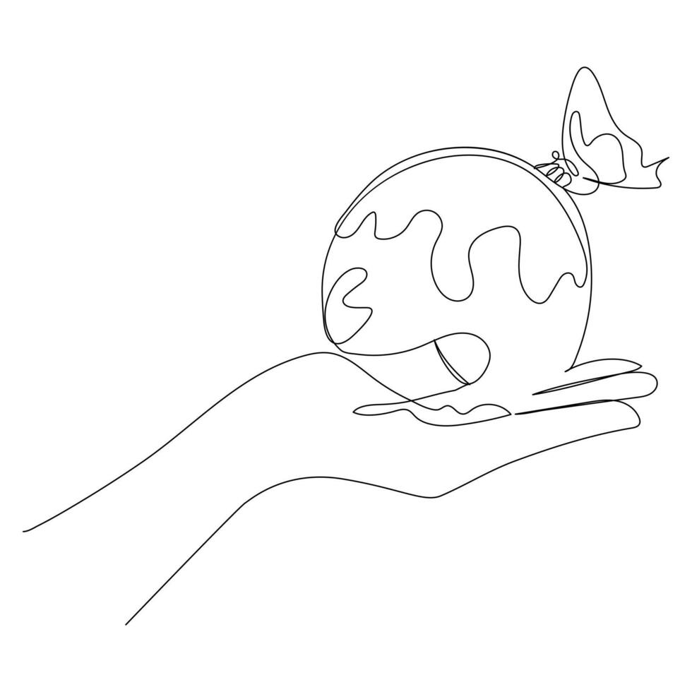Single one line drawing world ozone day concept Continuous line draw design graphic vector