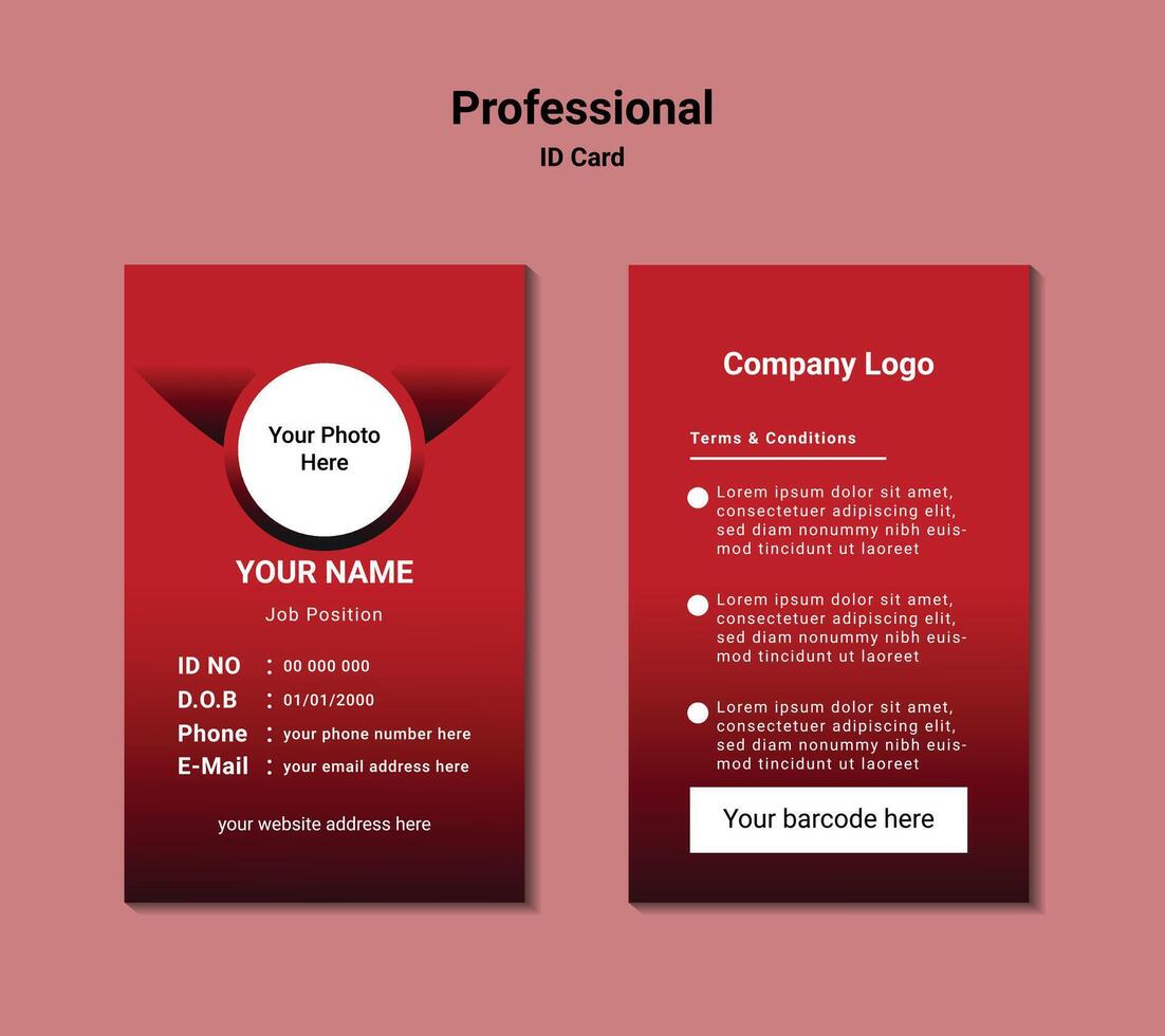 professional id card design template vector