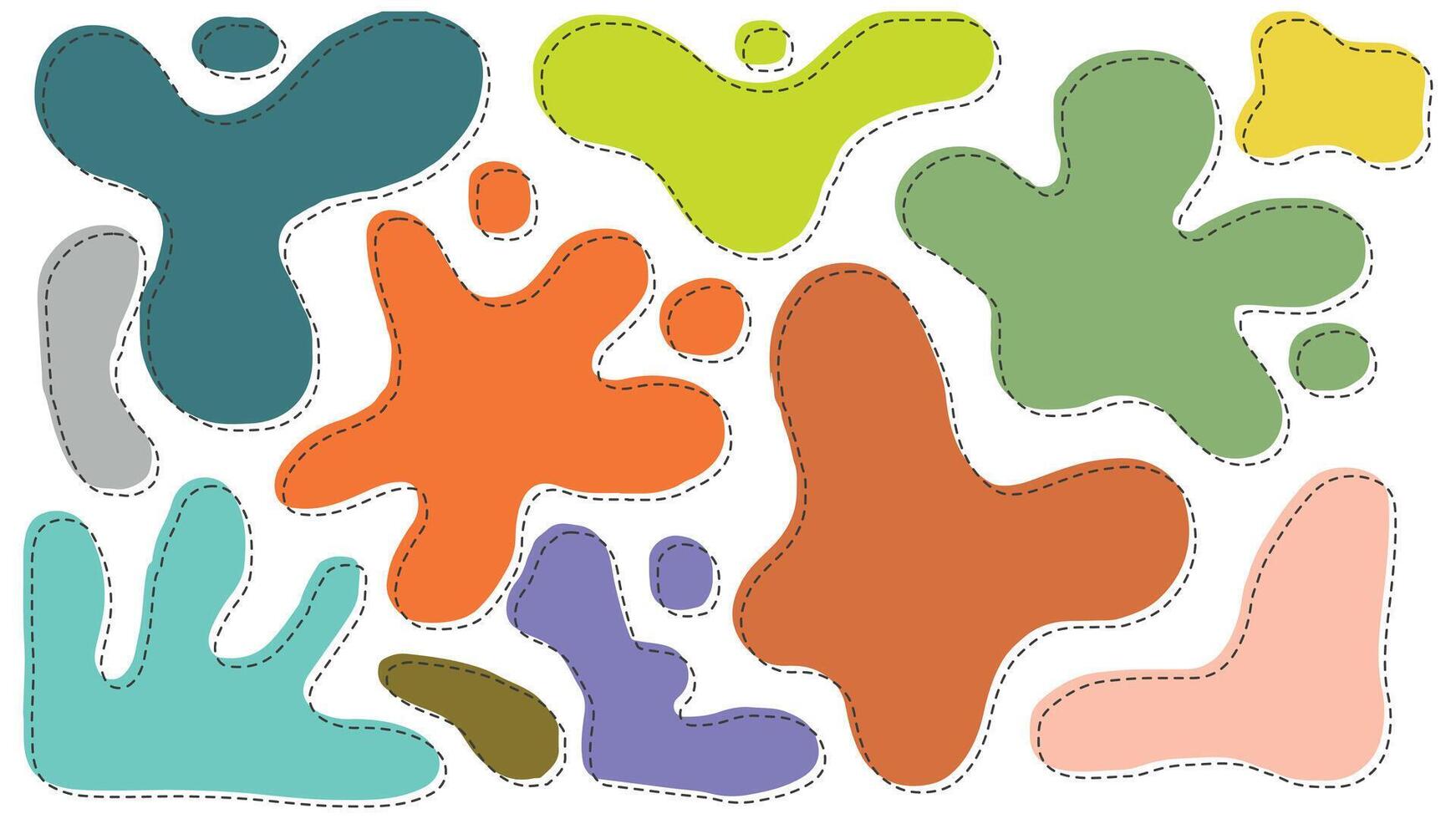 Colorful Organic Blobs and Irregular Shapes Seamless Abstract Pattern Silhouettes vector