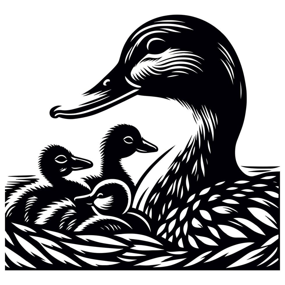 Duck With Duckling Walking and Cute Baby Duck duck illustration vector