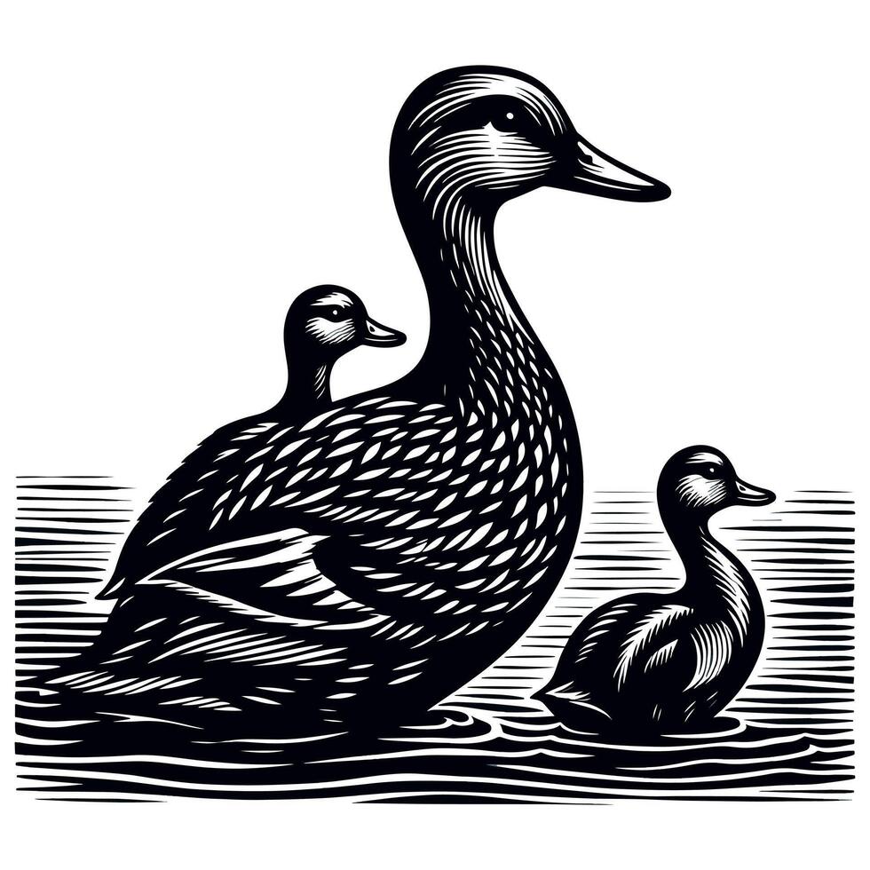 Duck With Duckling Walking and Cute Baby Duck duck illustration vector