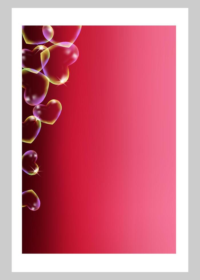Red gradient background with a bunch of soap hearts in the middle. vector