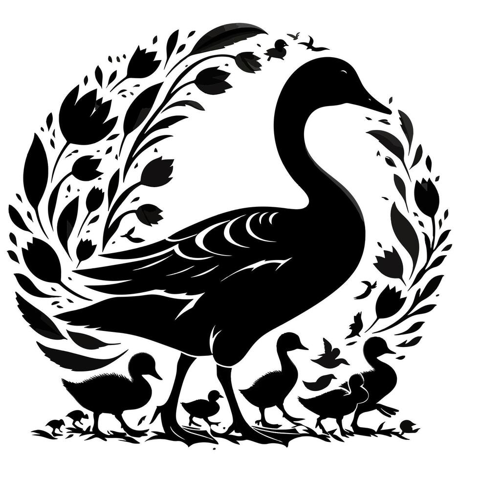 Duck With Duckling Walking and Cute Baby Duck duck illustration vector