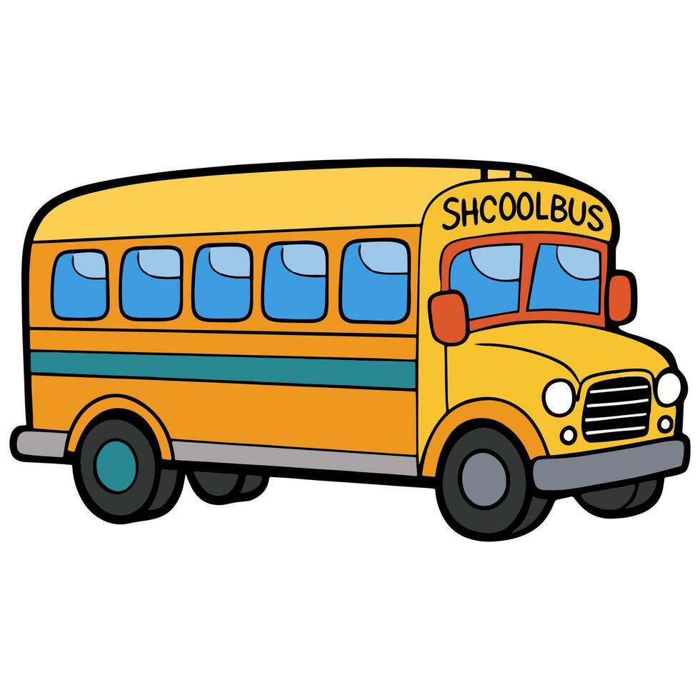 school bus drawing for kids illustration vector