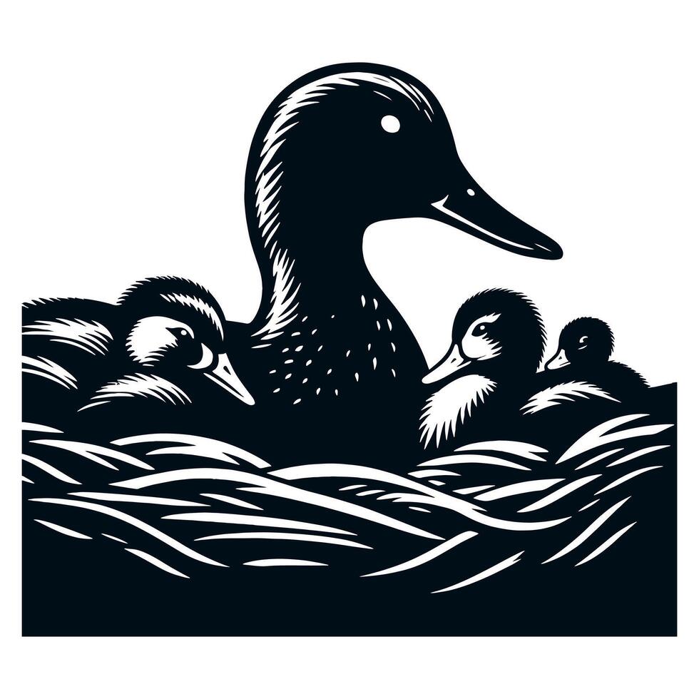 Duck With Duckling Walking and Cute Baby Duck duck illustration vector